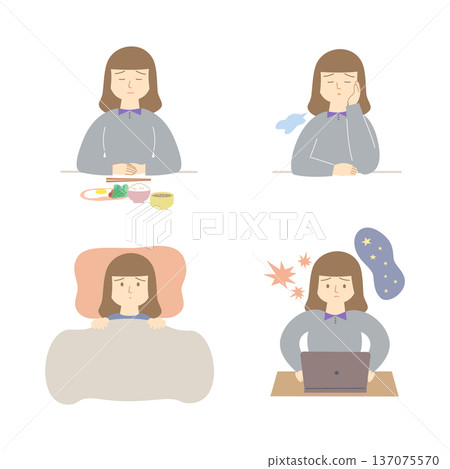 Illustration set of a woman with mental illness Illustration set of a woman with mental illness 137075570