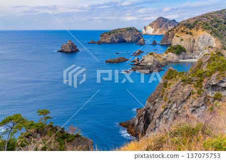 (Shizuoka Prefecture) The coastline of the Nakagi district as seen from Okuishoro Aiai Cape 137075753