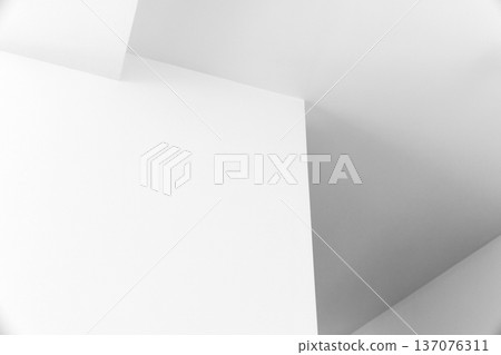 An abstract composition of interlocking white planes 137076311