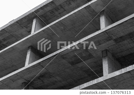 Concrete building is under construction, abstract photo 137076313