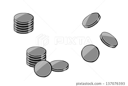 Silver coin (coin/medal) set - simple, loose, hand-drawn illustration material Silver coin (coin/medal) set - simple, loose, hand-drawn illustration material 137076393