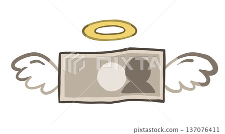 Winged banknotes - Image of spending, expenditure, and waste - Hand-drawn illustration Winged banknotes - Image of spending, expenditure, and waste - Hand-drawn illustration 137076411