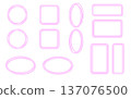 Pink silhouette circle and rectangle frames set. Pink silhouette circle and rectangle frames set. 137076500