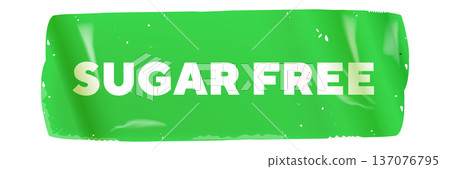 Sugar free green sticker banner with white bold text. Textured adhesive tape label for healthy food packaging and diet products isolated on white background vector illustration. 137076795