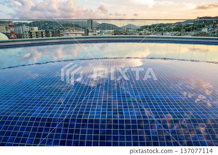 Nagasaki Stadium City foot bath and Nagasaki cityscape Nagasaki Stadium City foot bath and Nagasaki cityscape 137077114