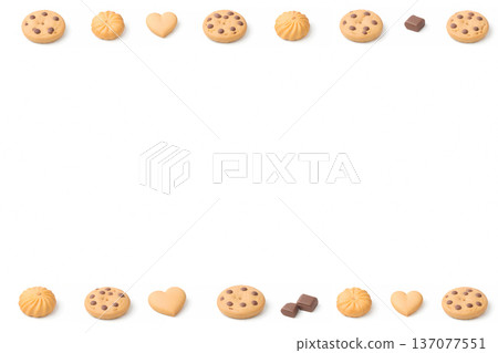 Cookie 頂部和底部邊框 3D 水平背景（中心邊距） 137077551