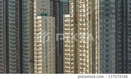 Closeup view of dense residential tower facades in Kwu Tung Feb 18 2026 Closeup view of dense residential tower facades in Kwu Tung Feb 18 2026 137078386