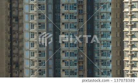 Closeup view of dense residential tower facades in Kwu Tung Feb 18 2026 Closeup view of dense residential tower facades in Kwu Tung Feb 18 2026 137078389