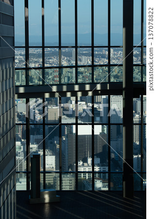 Image of a cityscape seen from the observation deck of a high-rise building 137078822