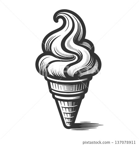 Ice Cream Cone engraving sketch raster Ice Cream Cone engraving sketch raster 137078911