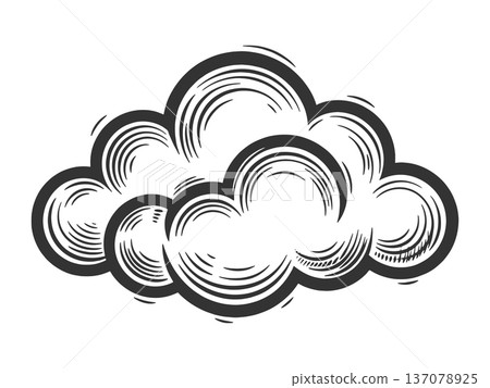 Hand Drawn Cloud engraving vector illustration 137078925