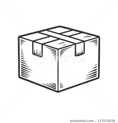 Cardboard Shipping Box Black vector illustration 137078938