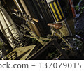 bicycle parked in the alley 137079015