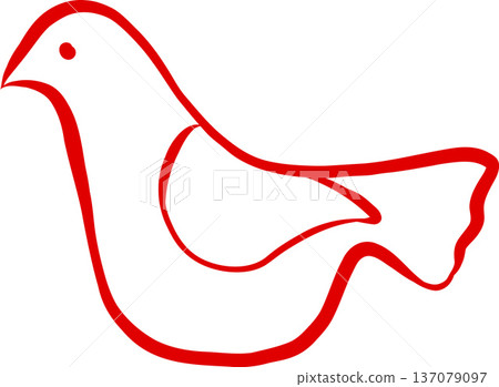 vector element, dove, outline, rustic style, a la Rus, Slavic style, decorative element 137079097