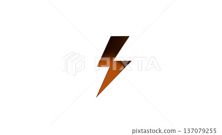 [Transparent Background] 3D Lightning Bolt and Thunder Bolt Gold 137079255