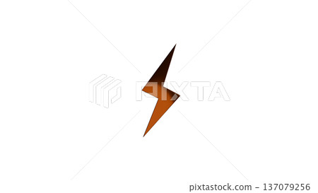 [Transparent Background] 3D Lightning Bolt and Thunder Bolt Gold 137079256