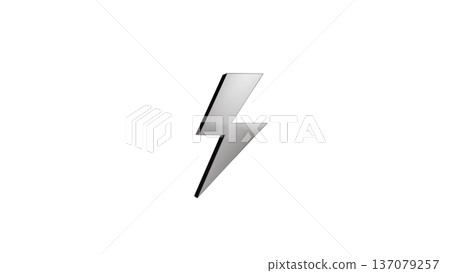 [Transparent Background] 3D Lightning Bolt and Thunder Bolt Silver 137079257