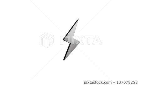 [Transparent Background] 3D Lightning Bolt and Thunder Bolt Silver 137079258