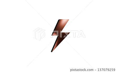 [Transparent Background] 3D Lightning Bolt and Thunder Bolt - Copper 137079259