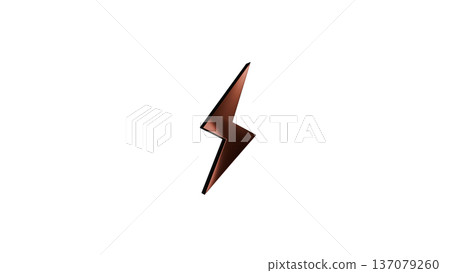 [Transparent Background] 3D Lightning Bolt and Thunder Bolt - Copper 137079260