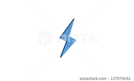 [Transparent Background] 3D Lightning Bolt and Thunder Bolt Blue 137079262