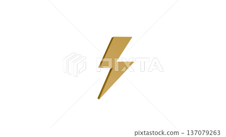 [Transparent Background] 3D Lightning Bolt Mark Yellow 137079263