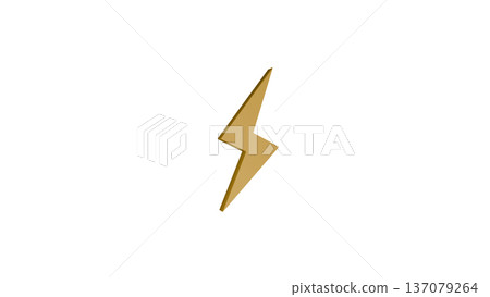 [Transparent Background] 3D Lightning Bolt Mark Yellow 137079264