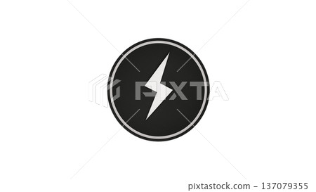 [Transparent background] 3D silver lightning, lightning bolt mark 137079355