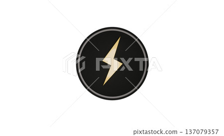 [Transparent background] 3D yellow lightning bolt symbol 137079357