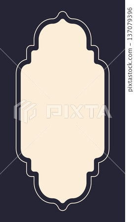 Navy blue vintage arch frame for elegant boho wedding invitation and brand packaging 137079396