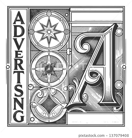 Advertising Poster with Ornate Letter A vector Advertising Poster with Ornate Letter A vector 137079408