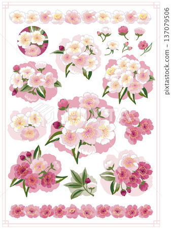 Set of Plum Blossom Flower Stickers for Planner, Flat Vector Illustration of Early Spring Season Set of Plum Blossom Flower Stickers for Planner, Flat Vector Illustration of Early Spring Season 137079506