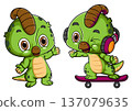 Cute Dinosaur Cartoon Character Mascot Illustration Isolated White Background 137079635