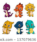 Cute Baby Dinosaur Cartoon Collection Isolated on White Background 137079636