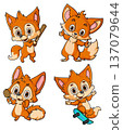 Cute Fox Character Set in Playful Cartoon Style 137079644