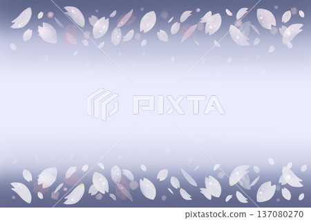 水彩風格的夜櫻插畫，適用於企業賀卡背景、橫幅等。 137080270