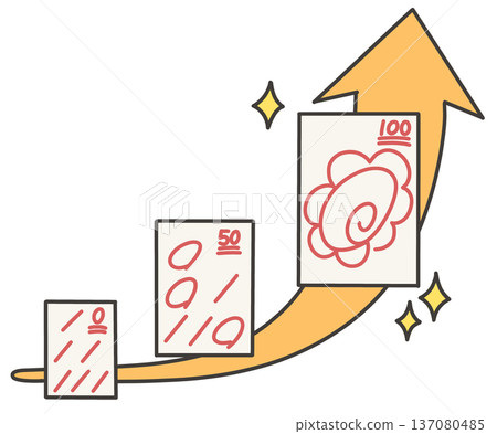 Yellow arrow showing test scores increasing Yellow arrow showing test scores increasing 137080485