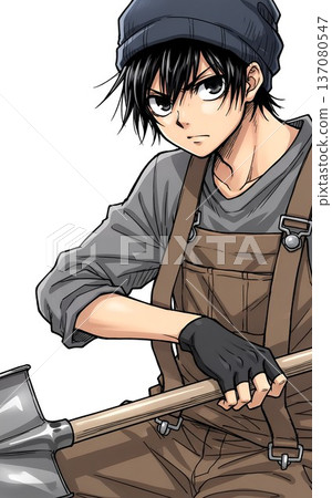 [The Disgruntled Laborer] A story of a slave boy working in a coal mine / Illustration 137080547