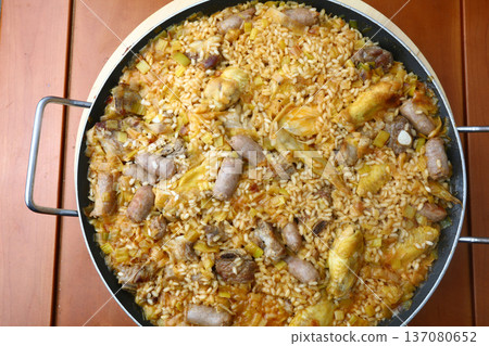 Traditional Rice with Sausages and Pork Ribs 137080652