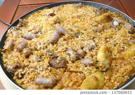 Traditional Rice with Sausages and Pork Ribs 137080653