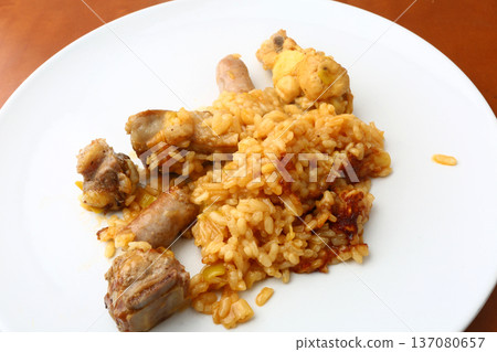 Traditional Rice with Sausages and Pork Ribs 137080657