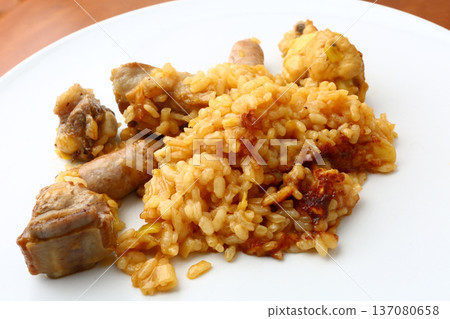Traditional Rice with Sausages and Pork Ribs 137080658