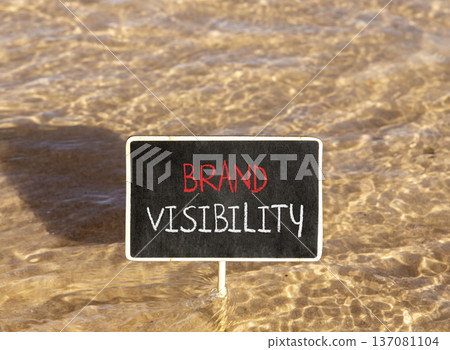 Brand visibility symbol. Concept words Brand visibility on beautiful black blackboard. Beautiful Red sea water background. Business branding and brand visibility concept. Copy space. Brand visibility symbol. Concept words Brand visibility on beautiful black blackboard. Beautiful Red sea water background. Business branding and brand visibility concept. Copy space. 137081104