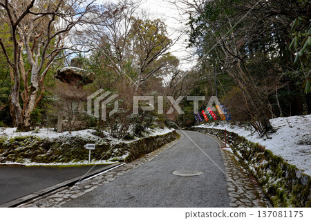 從石山禪院大門望去,院內白雪皚皚,景色宜人。 從石山禪院大門望去,院內白雪皚皚,景色宜人。 137081175
