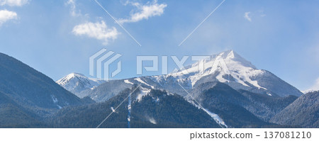 ski slopes in Bansko, Bulgaria winter banner ski slopes in Bansko, Bulgaria winter banner 137081210