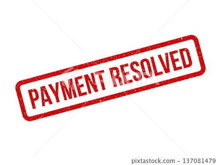 A clear red rectangular rubber stamp impression showing the phrase payment resolved with a rough grunge texture A clear red rectangular rubber stamp impression showing the phrase payment resolved with a rough grunge texture 137081479