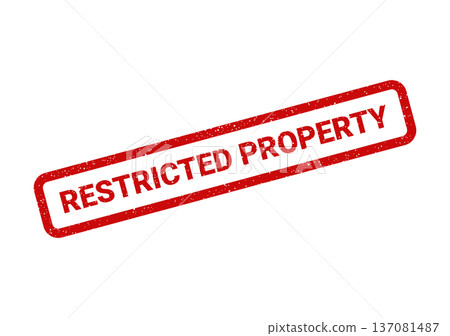 A diagonal red rectangular grunge stamp clearly displaying the phrase RESTRICTED PROPERTY for controlled items A diagonal red rectangular grunge stamp clearly displaying the phrase RESTRICTED PROPERTY for controlled items 137081487
