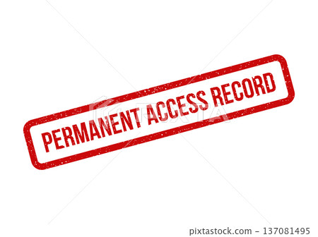 A distinct red rubber stamp displaying the essential message PERMANENT ACCESS RECORD for documenting historical entry or data logs A distinct red rubber stamp displaying the essential message PERMANENT ACCESS RECORD for documenting historical entry or data logs 137081495