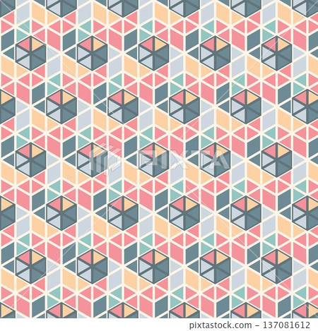 Abstract Isometric 3D Cube Geometric Seamless Pattern 137081612