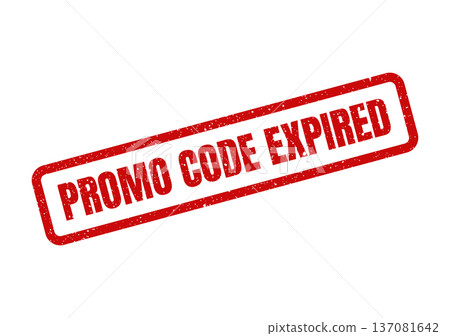 A distressed red rubber stamp impression displaying PROMO CODE EXPIRED text, signifying an invalid offer 137081642